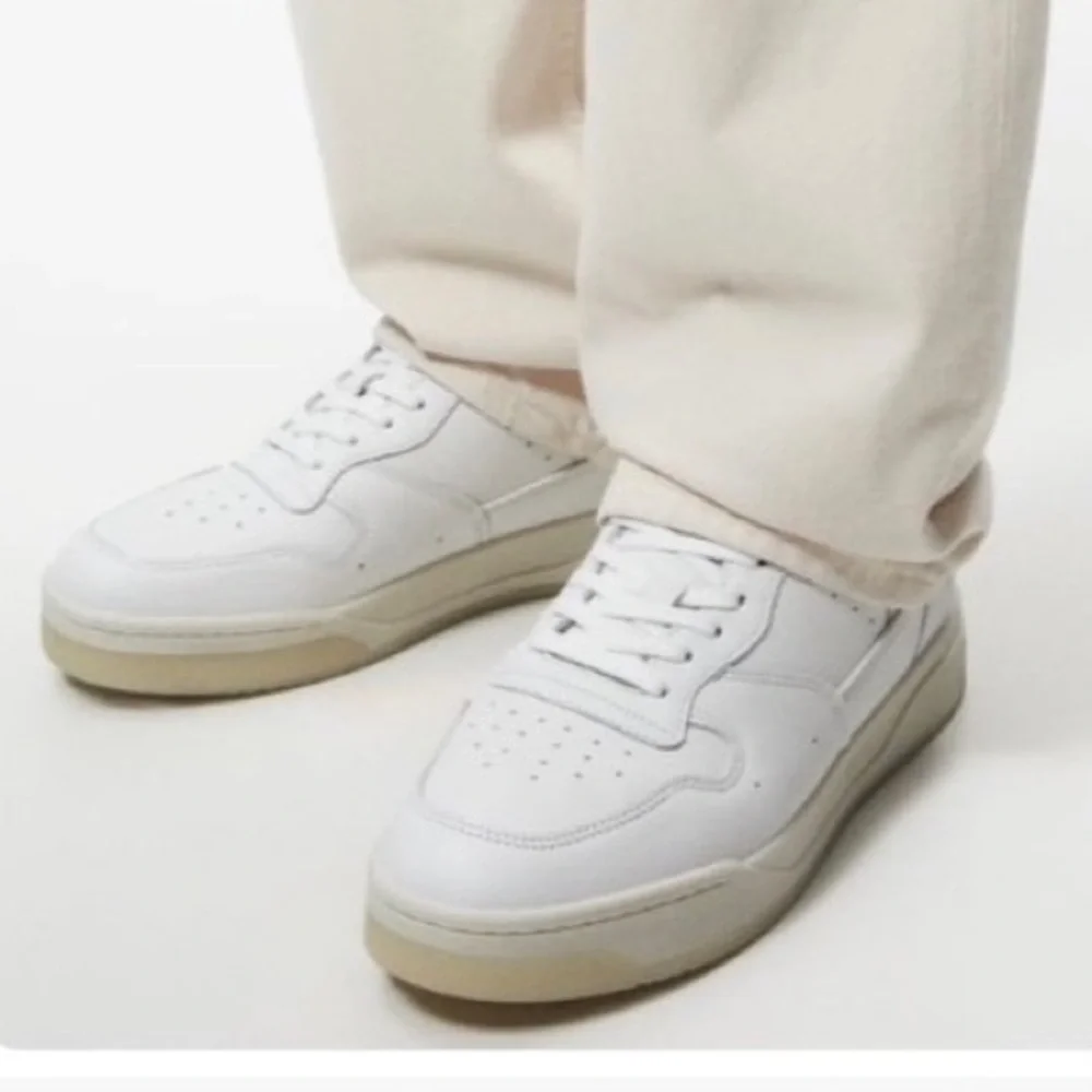 NWT. Zara Man White Leather Combination Trainers. Size 11.